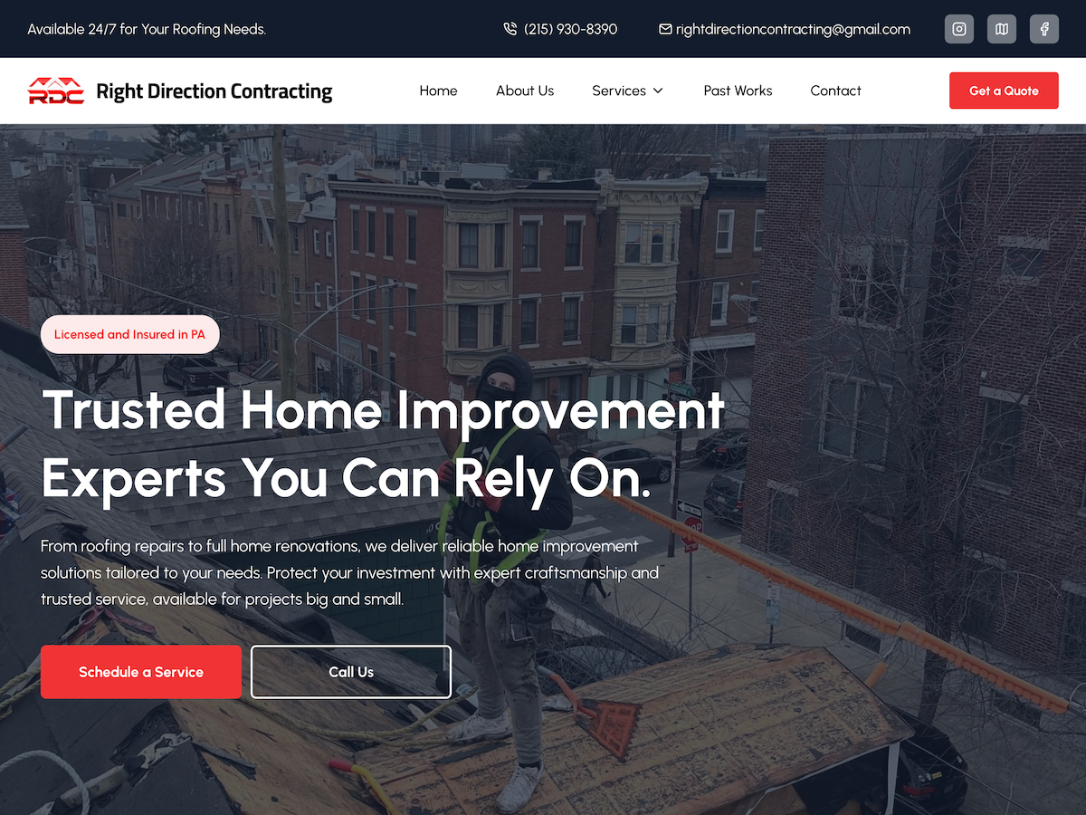 Contractor website mock
